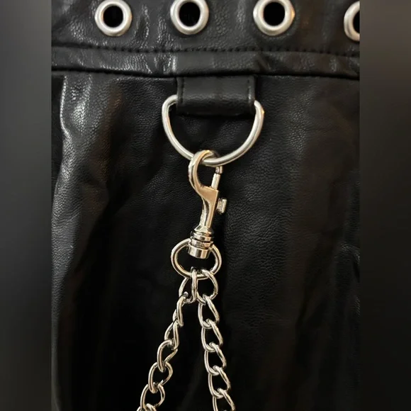 Widow Dolls Kill Black Faux Leather Mini Dress Size Small Gothic Grunge Punk - Picture 6 of 16